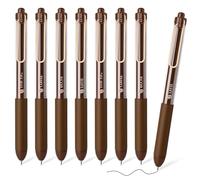 BAYTORY Lot de 8 stylos rétractables à encre gel, stylos à encre gel, stylo noir à écriture fluide avec barillet esthétique pour journalisation, prise de notes, esquisse (café)