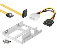 baytronic Kit de Montage Double Cadre de Montage pour 2 disques durs/SSD 2,5" vers 3,5" avec câble SATA 30 cm coudé + Adaptateur SATA 4 Broches