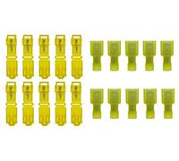 baytronic Lot de 10 connecteurs Rapides en T Jaunes + 10 connecteurs Plats entièrement isolés Jaunes.