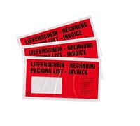 baytronic Lot de 1000 pochettes pour documents, format DIN long, rouge et noir imprimé