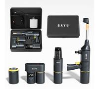 BAYU 4 en 1 Kit Intelligent pour Voiture, Aspirateur de Voiture 8000PA, Nettoyeur à Pression sans Fil 200PSI, gonfleur de pneus 150PSI Compresseur d'air Portable pour Voiture, vélo, Moteur (E)