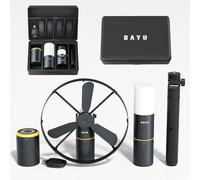BAYU 4 en 1 ventilateur portable rechargeable, ventilateur de camping avec lumière, lampe de poche rechargeable 1600 lumens, tente de camping portable, banque d'alimentation 15000mAh (C-Pro)