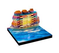BaYuYPOO Bloc-notes 3D en papier avec étui en acrylique, motif bateau de croisière, décoration de bureau