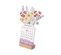 BaYuYPOO Bloomy Flowers Mini calendrier de bureau sur pied Calendrier annuel Calendrier de bureau mensuel H7R7