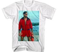 Baywatch David Hasselhoff Mitch Buchannon Men's T Shirt Pure Cotton TV LA Beach Lifeguard White XL