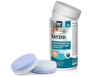 Bayzid 1 x 1 kg Galets de Chlore Multifonction 6 en 1-200 g Tablettes de Chlore - 2 Phases pour Chloration Choc et Entretien Longue durée - Ajustement du pH