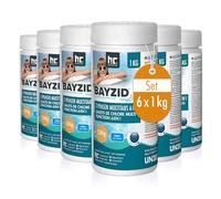 Bayzid 6 x 1 kg Galets de Chlore Multifonction 6 en 1-200 g Tablettes de Chlore - 2 Phases pour Chloration Choc et Entretien Longue durée - Ajustement du pH