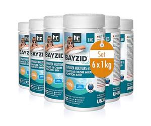 Bayzid 6 x 1 kg Galets de Chlore Multifonction 6 en 1-200 g Tablettes de Chlore - 2 Phases pour Chloration Choc et Entretien Longue durée - Ajustement du pH