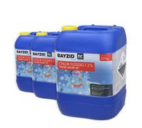 Bayzid® Chlore Liquide 48° - Désinfectant Rapide pour Piscine - Bouteille 3 x 25 kg (75 kg) - 13-15% de Chlore Actif - Clarifiant Eau Cristalline - Idéal Spa, Jacuzzi, Pataugeoire