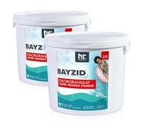 BAYZID® Granulés de Chlore Choc Stabilisé 2 x 5 kg - Chlore Rapide 56% pour Désinfection Piscine - Chloration Choc & Entretien Hebdomadaire - Dissolution Rapide