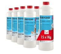 Bayzid® pH Moins Liquide 14,9% 15 x 1 kg | Abaisseur de pH Rapide & Efficace pour Piscine | Stabilisé et Compatible avec Tous Les Produits Bayzid