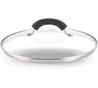 BAZAC Couvercle en verre avec poignée en métal, couvercle de casserole en verre trempé avec bord en acier inoxydable - Couvercle transparent de rechange - 38 cm
