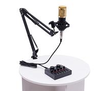 Bazargame Kit de microphone à condensateur V8 Live - Carte son - Mixeur audio - Changeur de voix - Avec suspension de microphone - Support en métal - Microphone USB - Pour streaming en direct
