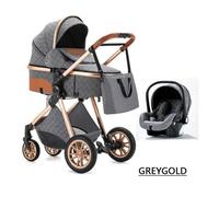 BAZARLAND30 Poussette 3 en 1 Bébé Combinée Siège-Auto Nacelle Trio Réversible Haute Qualité Roues increvables Canne.gris bleu.