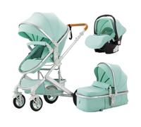 BAZARLAND30 Poussette 3 en 1 Bébé Combinée Siège-Auto Nacelle Trio Réversible Réglable Haute Qualité Roues increvables Canne.vert