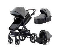 BAZARLAND30 Poussette 3 en 1 Bébé Combinée Siège-Auto Nacelle Trio Réversible Réglable Haute Qualité Roues increvables Canne.GRISE