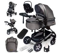 BAZARLAND30.Poussette 3 en 1 set complet avec siège auto -- Poussette combinée - pneus pleins - Sac à langer. Gris