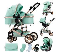 BAZARLAND30.Poussette Portable 3 en 1 pour Bébé, Cadre en Aluminium pour Nouveau-né.VERT