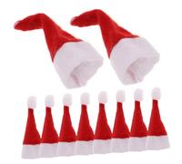 BAZEITFLOW 10 Pièces Bonnet Noël Bouchon Bouteille Vin Forme de Chapeau Décoration Festive pour Bouteilles de Vin Cava et