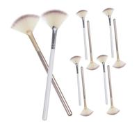 BAZEITFLOW 10 pièces Lot de Pinceaux Maquillage Visage Forme Éventail Applicateur Poudre Illuminatrice Petit Format Portable pour Esthéticiennes et Retouches Nomades