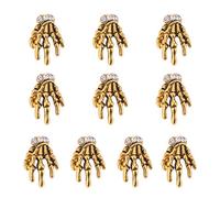 BAZEITFLOW 10 Pièces Perceuse à ongles crâne à Percer Accessoires de nail art UV autocollant squelette clou décoration de manucure en décalcomanies de l'art Doré