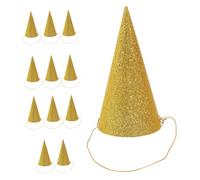 BAZEITFLOW 12 Pièces Chapeaux de Fête Anniversaire Cône Pailleté Doré pour Garçon Fille et Adultes Décoration de Fête Plastique Résistant pour Animation Anniversaire Garçon
