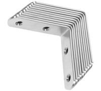 BAZEITFLOW 12 Pièces Équerre D'angle Prévient le Glissement des Panneaux en Verre en Acier Inoxydable Argenté pour Meuble Support Métallique Robuste 90 Degrés pour Étagères et Meubles