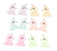 BAZEITFLOW 12 pièces Lot de Figurines Licorne Miniatures Lumineuses Décoration DIY Phosphorescente pour Voiture et Micro Paysage Ornement Cartoon Animé