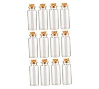 BAZEITFLOW 12 pièces Lot de Mini Bocaux Verre avec Bouchons Liège Petites Fioles Décoratives pour DIY Stockage de Sable Poudre et Décorations Artisanales