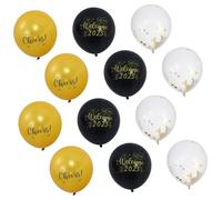 BAZEITFLOW 14 Pièces Ballons Latex Noirs et Or pour Fête Décorations Lumineuses avec Paillettes pour Décoration de Fête et Accessoires Photo