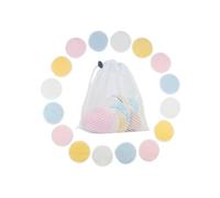 BAZEITFLOW 16 pièces Disques Démaquillants Lavables Coton et Double Couche Douce pour Visage et Ongles avec Sac Filet de Lavage Kit Réutilisable Multi Bleu Rose
