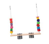 BAZEITFLOW 1ensemble Support pour Oiseaux avec Balancelle Et Distributeur De Nourriture Accessoire pour Cage à Perroquet Jouet Éducatif pour Exercices Et Détente