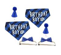 BAZEITFLOW 2 Ensembles Accessoires Fête Animaux Compagnie Bandanas Chiens Petits Moyens Chapeaux Anniversaire à Carreaux pour Chiens Look Festif et pour Occasions Spéciales
