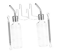BAZEITFLOW 2 Pièces Biberon Hamster Suspendu avec Robinet INOX Fuite pour Lapin Cochon Chinchilla et Petits Animaux Distributeur Eau Animaux Facile à Installer sans Goutte Lot