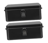 BAZEITFLOW 2 pièces Boîte à Outils Métallique Épaisse Caisse de Rangement Portable Fer Robuste Organisateur Compact pour Maison et Voiture Boîte Rangement Atelier avec Capacité Spacieuse