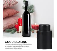 BAZEITFLOW 2 pièces Bouchon de Vin Sous Vide Réutilisable Bouchons Bouteille Matériau Alimentaire Sûr Scellage Anti-oxydation Noir pour Conservation Fraîche Du Vin