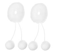 BAZEITFLOW 2 Pièces boule de départ Crats de cheveux pompe chouchous cravate long velu élastiques à cheveux pom moelleux Peluche blanche