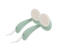 BAZEITFLOW 2 pièces Brosse de Nettoyage Visage avec Long Manche et Poils Doux Brosse Exfoliante pour Élimination des Points Noirs et Nettoyage pour Soin Peau à Domicile ou Voyage