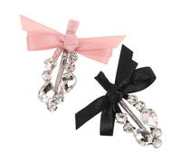 BAZEITFLOW 2 Pièces Clips à Cheveux Noirs et Roses avec Nœud et Barrettes Duckbill pour Femme Accessoires de Style Latéral Élégants et Pratiques