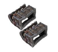 BAZEITFLOW 2 Pièces Décor Aquarium Coffre Au Trésor Résine Compact pour Petit Bassin Favorisant Exploration des Poissons et Crevettes