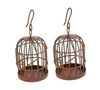 BAZEITFLOW 2 Pièces Décoration Cage à Oiseaux Patiné Ornement Jardin Créatif pour et Micro Accessoire Maison et Bureau Compact