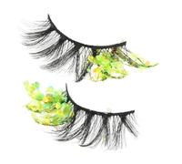 BAZEITFLOW 2 Pièces Faux Cils Colorés Paillettes Lumineuses pour Maquillage de Fête et Événement Réutilisables et Confortables