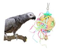 BAZEITFLOW 2 Pièces Jouets à Mâcher pour Oiseaux à Suspendre Lot de Accessoires pour Cage Perroquet Jouets Déchiquetés Colorés avec Cloche pour Calopsittes et Perruches Favorisant Activité