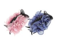 BAZEITFLOW 2 Pièces Large Floral Claw Clips For High Ponytail Lightweight Nonslip Hairpin With Fake Pearl Beads Comfortable Hold For Women Summer Vacation And Beach Hair Accessories