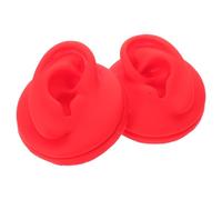 BAZEITFLOW 2 Pièces Lot de 2 Mannequins D’Oreilles Souples en Silicone Rouge, Modèles Gauche et Droite, pour Pratique du Piercing, Présentation de Bijoux et Formation Professionnelle, Oreille