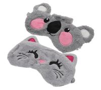 BAZEITFLOW 2 pièces Masque Oculaire Peluche Carton Animaux de Chat Grincheux Masques Occlusifs Confortables pour Sommeil Voyage et Bureau