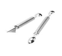 BAZEITFLOW 2 pièces Melon Baller Double Tête Acier Inoxydable Outil de Sculpture et Cuillère Ronde pour Fruits Glace et Pastèque et Facile à Transporter