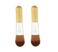 BAZEITFLOW 2 Pièces Mini Pinceaux Fond de Teint Courts Fibres Nylon Manches Bois Portables pour Maquillage Compact