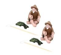 BAZEITFLOW 2 pièces Ornement Résine Pêcheur pour Aquarium Décoration Paysage Naturel avec Vieux Pêcheur Cadeau Homme Retraité Décor Aquarium et Réaliste