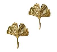 BAZEITFLOW 2 Pièces Patère Murale Fer Forme Lot Crochet Suspendre Manteaux Chapeaux Clés Décor Maison Doré Robuste